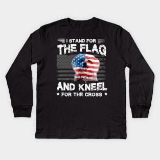 Maltese Dog Stand For The Flag Kneel For Fallen Kids Long Sleeve T-Shirt